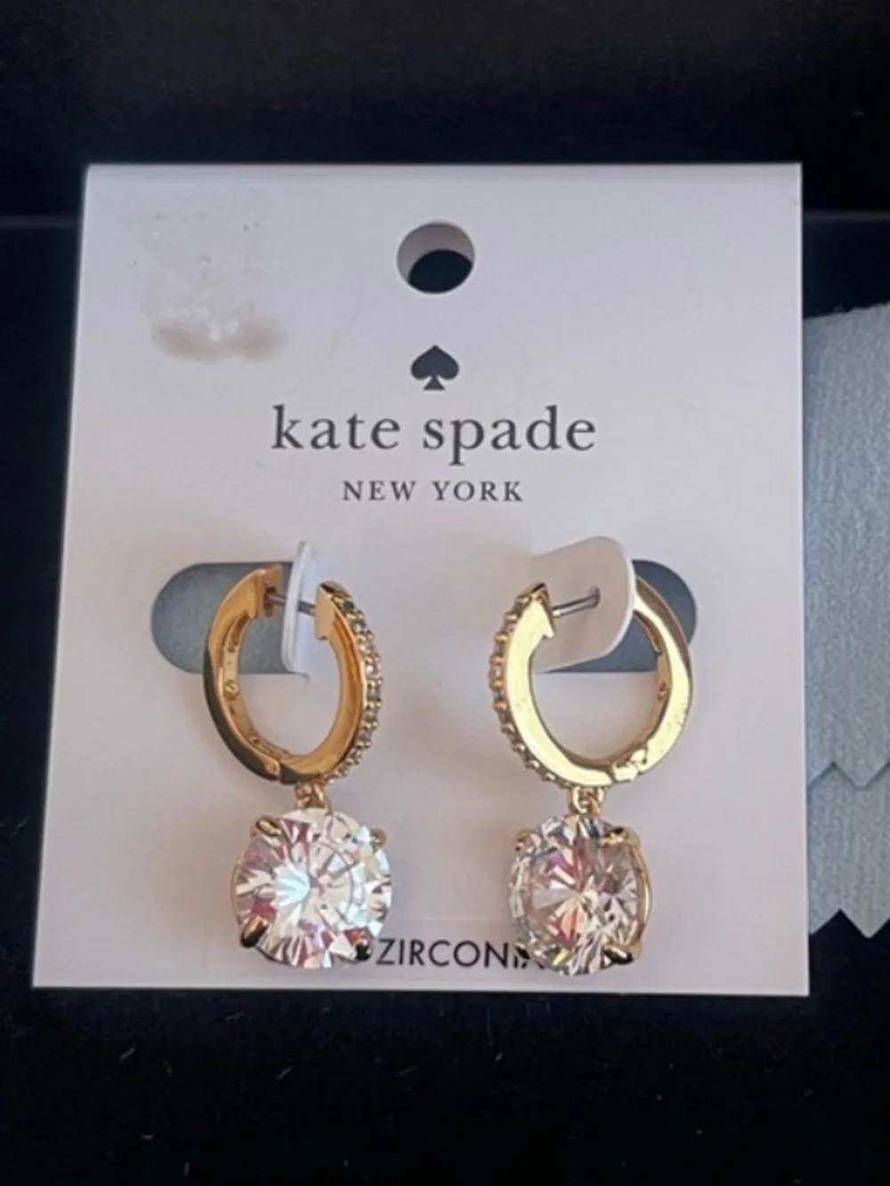 KATE SPADE DROP CRYSTAL DROP EARRINGS BOX DUST CLOTH